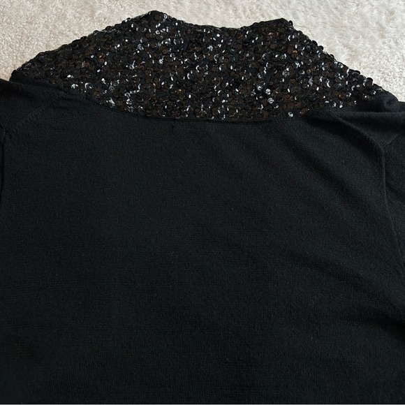J. Crew Women's Sequined Merino Wool Size Large Black Holiday Sweater - Picture 4 of 10